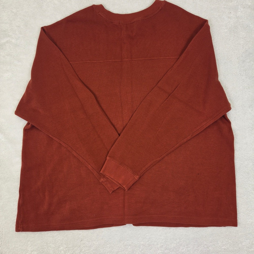 Roundtree & Yorke Mens 2X Burnt Orange Ribbed Cotton Long Sleeve Crewneck Shirt - Picture 6 of 7